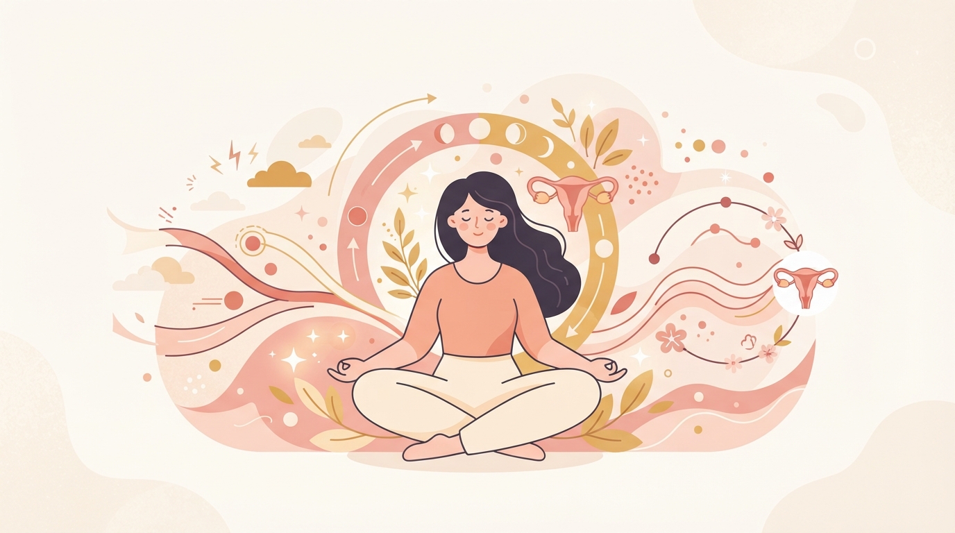 Abstract illustration depicting how stress affects your menstrual cycle: a comprehensive guide and visual health concepts