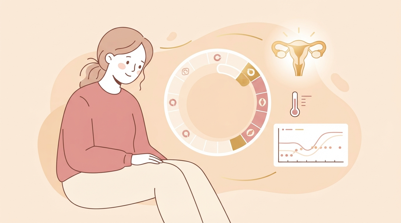 Abstract illustration depicting how to identify and track your fertile window and visual health concepts
