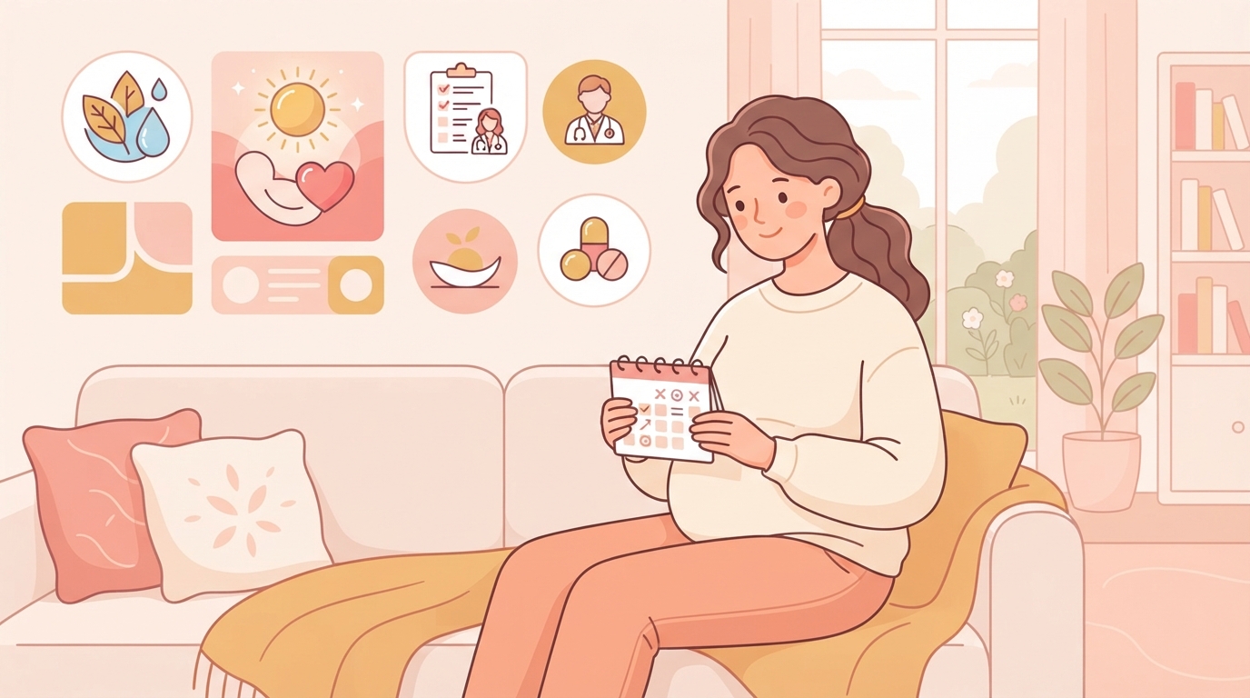 Abstract illustration depicting preparing for your first trimester: a comprehensive guide and visual health concepts