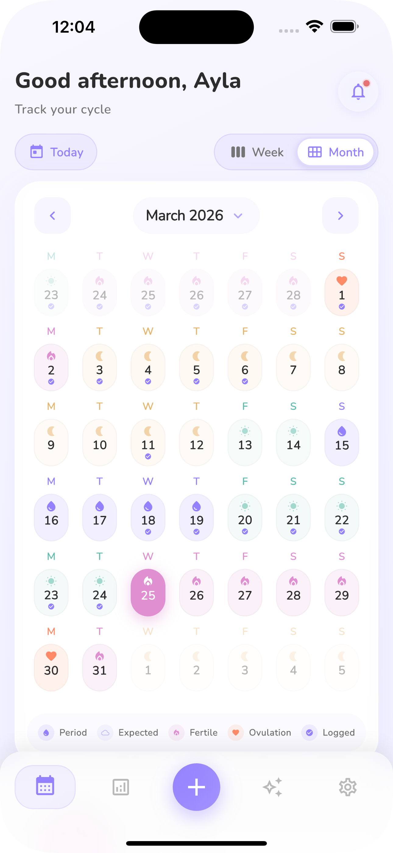 Vista mensual en modo claro