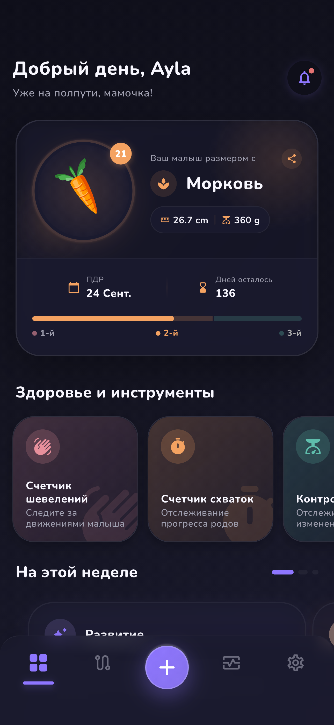 Экран статистики цикла в светлой теме